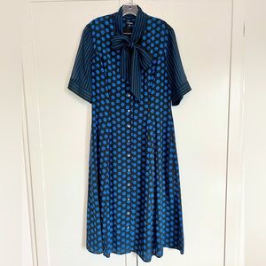 J Peterman 100% Silk Polka Dot Dress